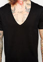 Muscle T-Shirt With Deep V-Neck In Black