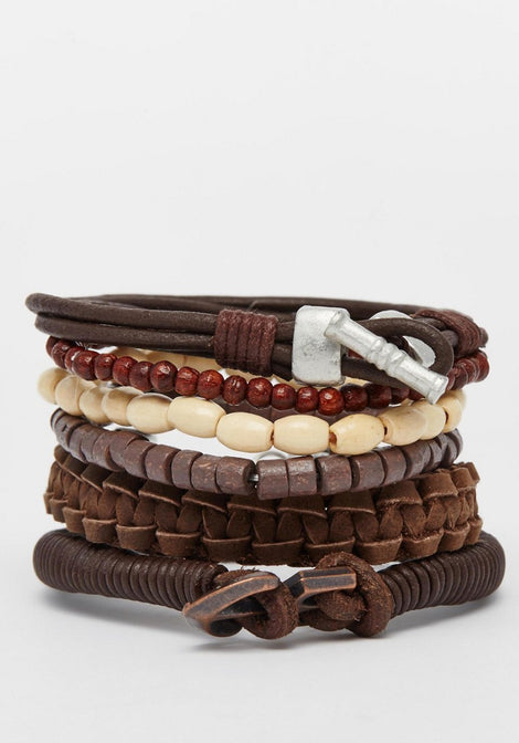 Leather Bracelet Pack In Brown