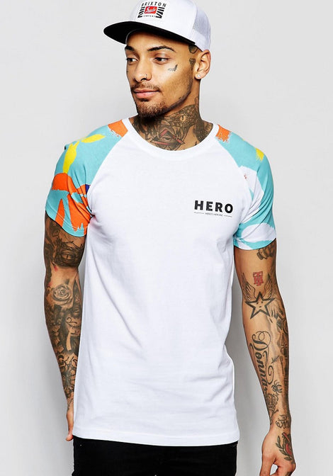 Hero's Heroine Raglan T-Shirt With Floral Sleeves