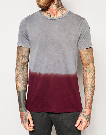 T-Shirt With Acid Wash And Dip Dye