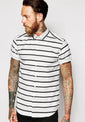Shirt In Short Sleeve With Marl Stripe